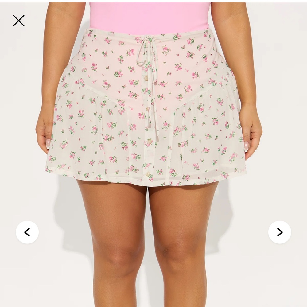 Fashion Nova Pink Floral Skater Skirt